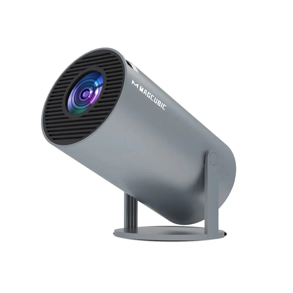 Magcubic HY300 Pro mini projector on a rotating stand