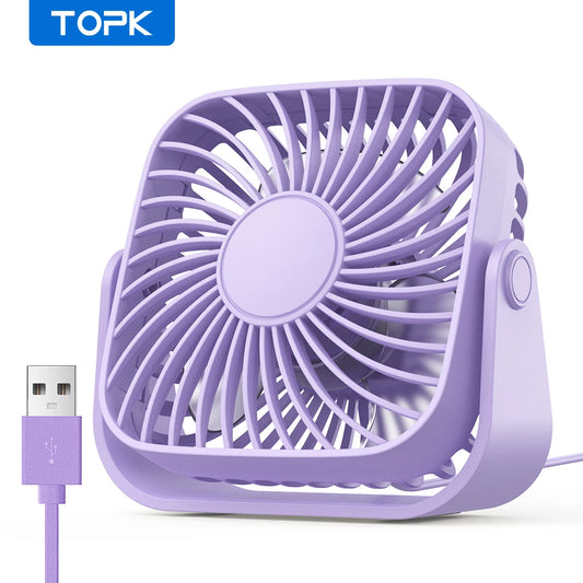 TOPK 4-inch USB desk fan on a desk