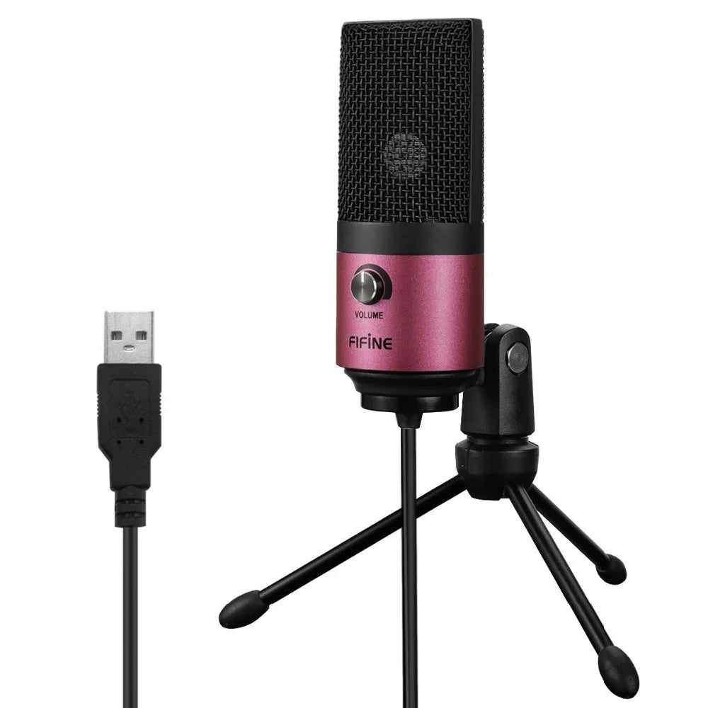 FIFINE K669B USB condenser microphone on its metal tripod stand