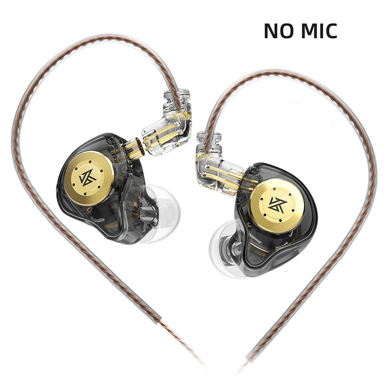 KZ EDX Pro wired in-ear monitors in black with 3.5 mm cable