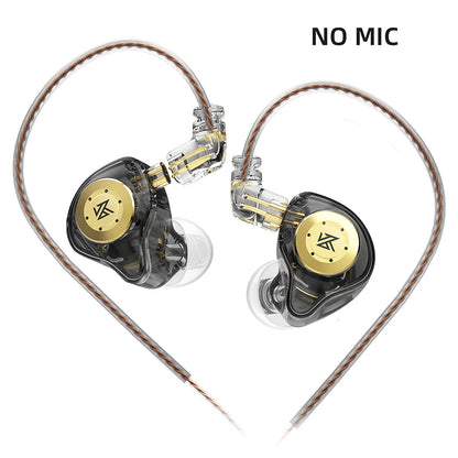 KZ EDX Pro wired in-ear monitors in black with 3.5 mm cable