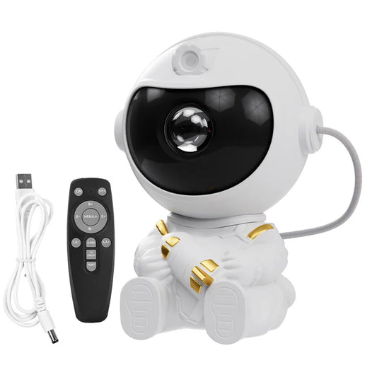 Astronaut galaxy star projector, aircraft style, projecting stars on a ceiling