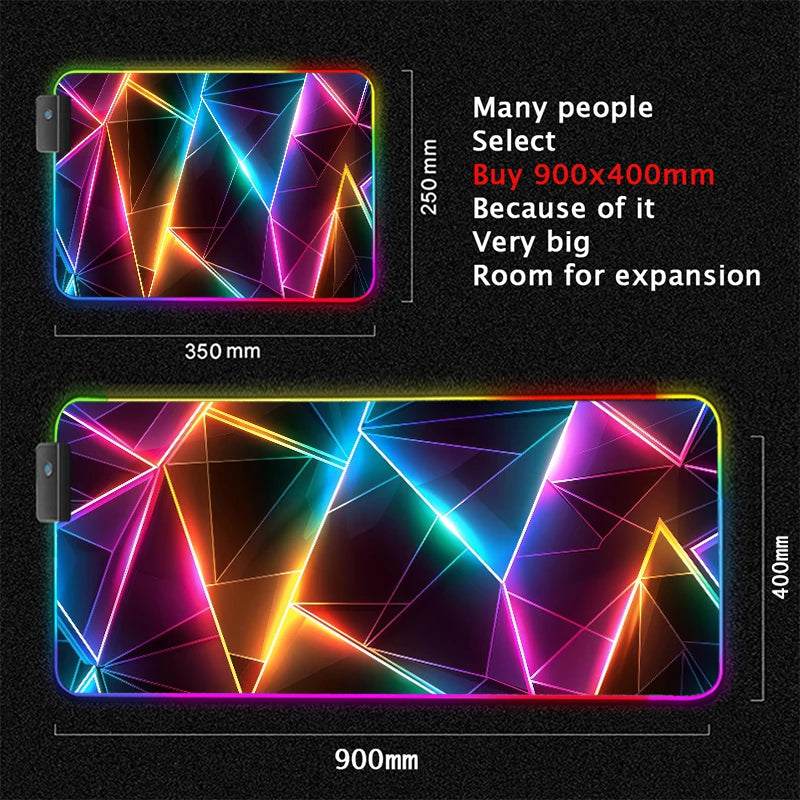RGB desk mat, neon prism design