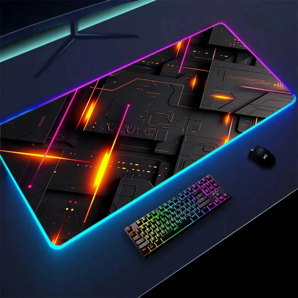 Lit RGB desk mat with 3D geometry print, another design