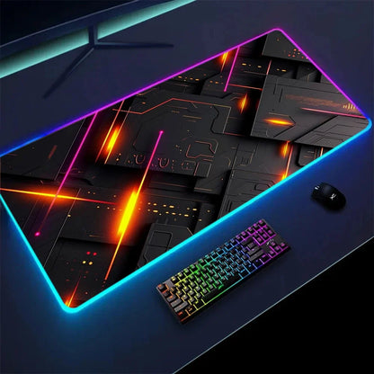 Lit RGB desk mat with 3D geometry print, another design