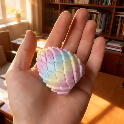 Dragon egg held in a hand, showing its size