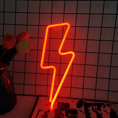 Lightning bolt neon light in red
