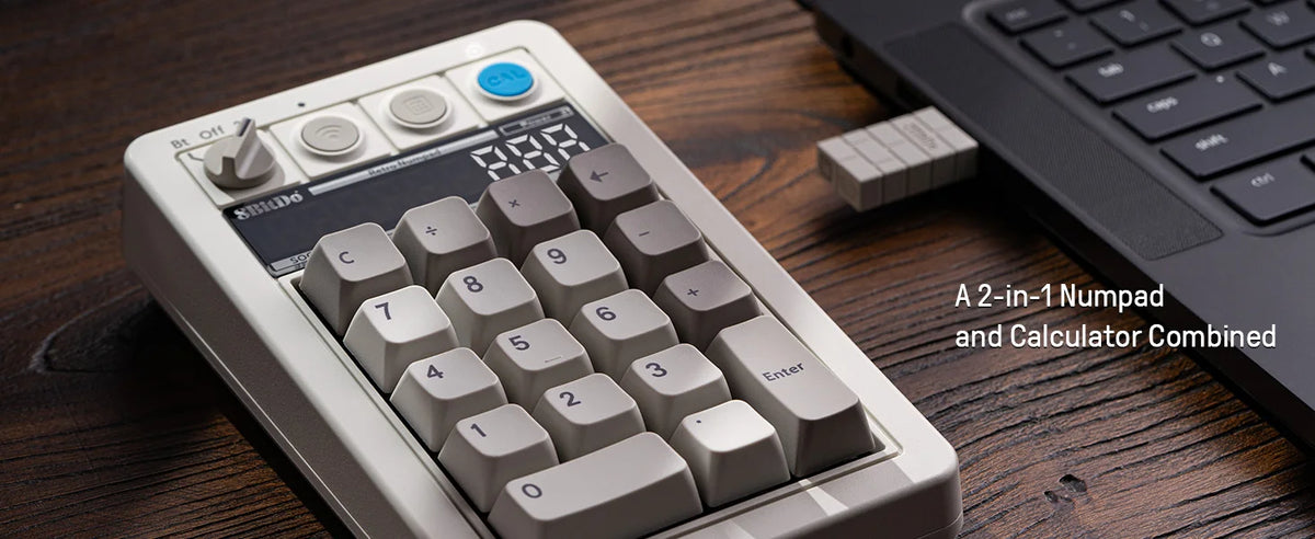 8BitDo Retro 18 mechanical numpad with its seven-segment calculator display