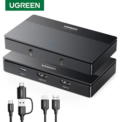 Ugreen HDMI capture card with HDMI in, HDMI loop-out and USB ports