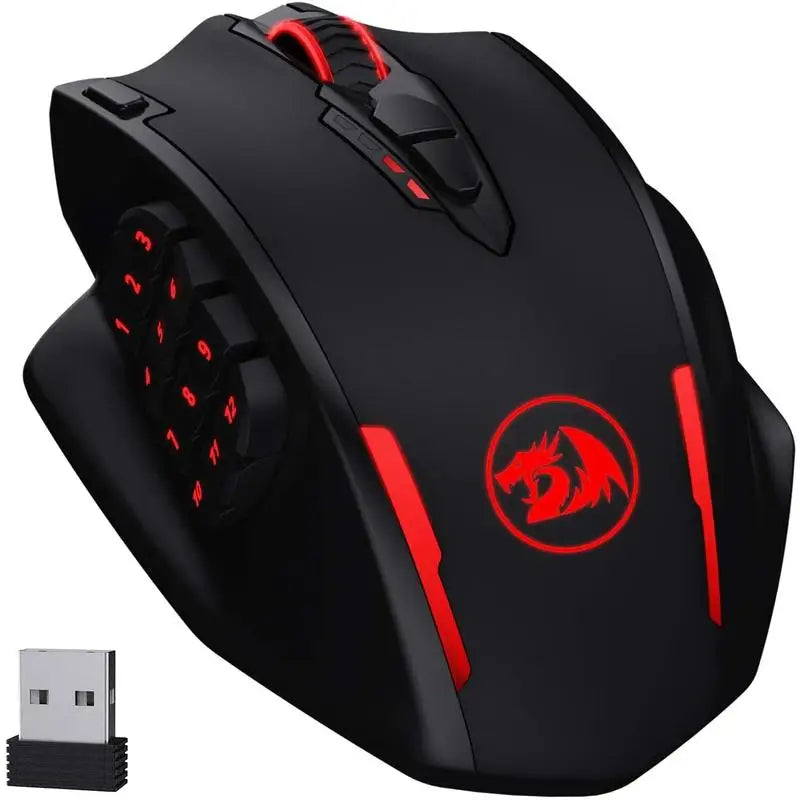 Redragon M913 wireless MMO gaming mouse with 12-button side grid