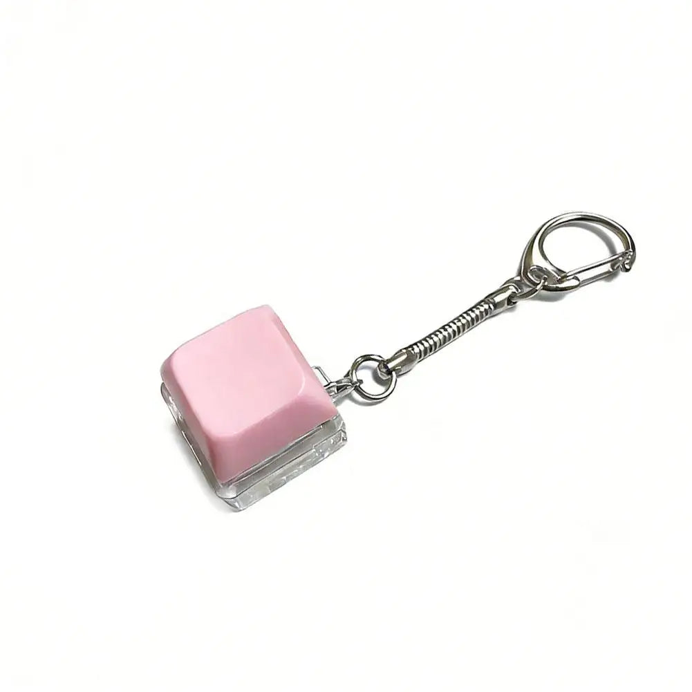 Mechanical keyboard key fidget clicker on a keychain