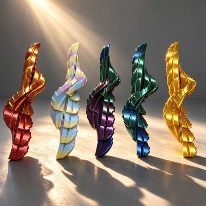 Several dragon eggs in different colors, twisted into new shapes