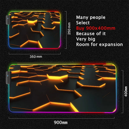 RGB desk mat, orange hex blocks design