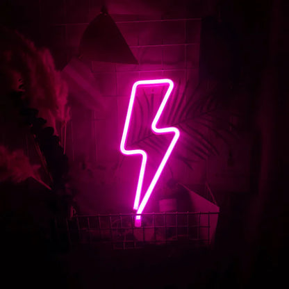 Lightning bolt neon light in pink