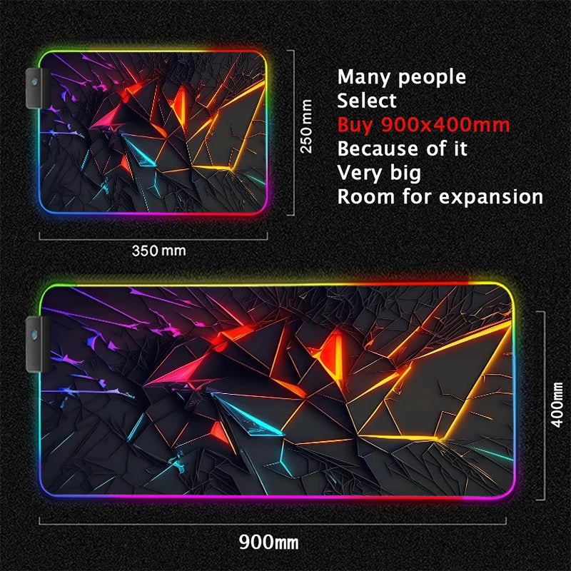RGB desk mat, red and blue shards design