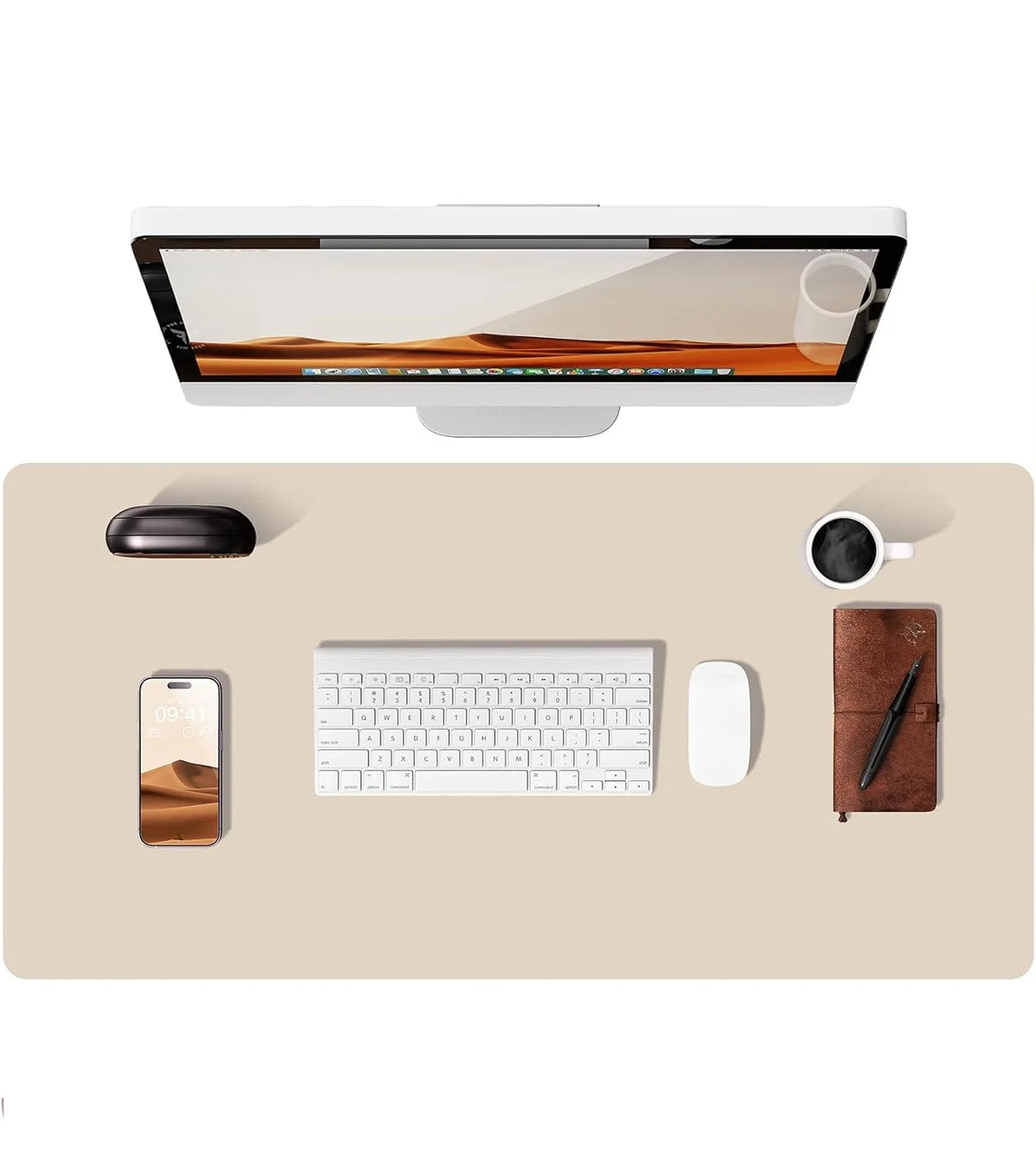 PU leather desk mat with non-slip back
