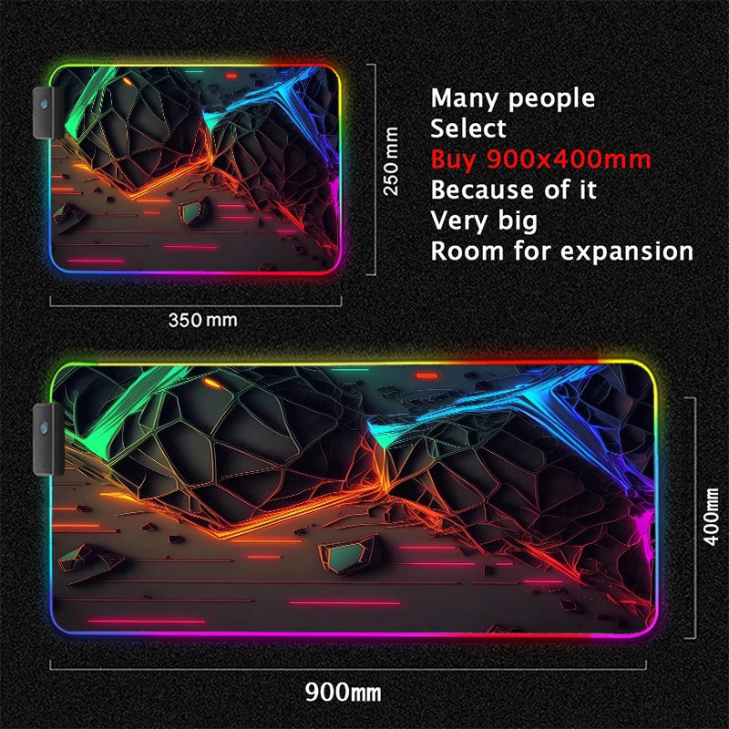 RGB desk mat, sunset facets design