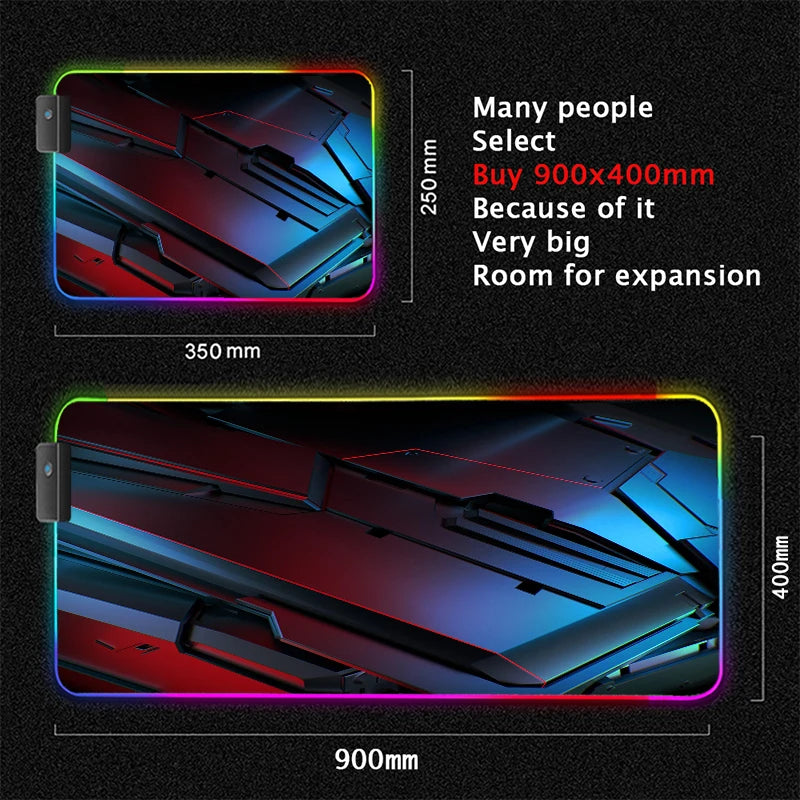 RGB desk mat, steel blocks design