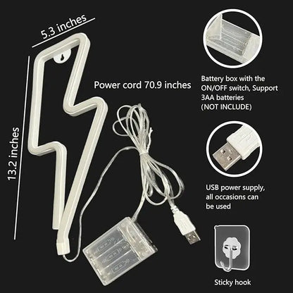 Size diagram showing the battery box, USB cable and hanging hook