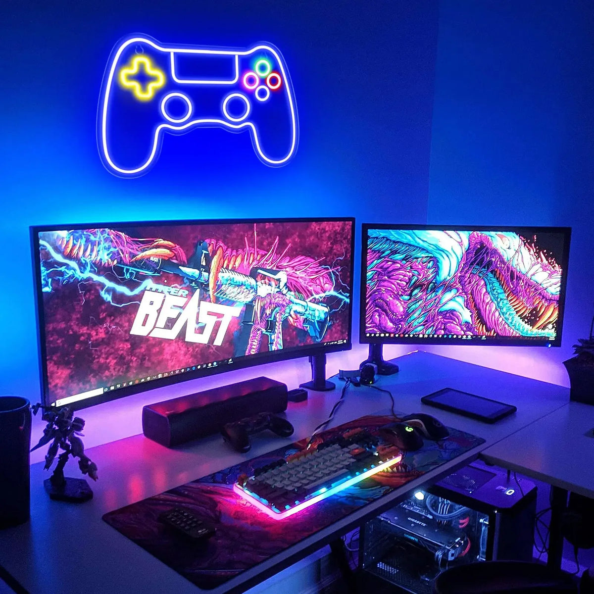 Controller neon sign used as room decor