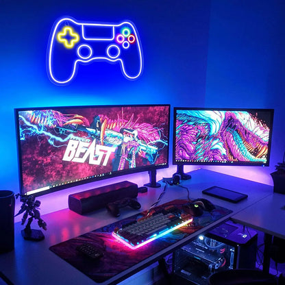 Controller neon sign used as room decor