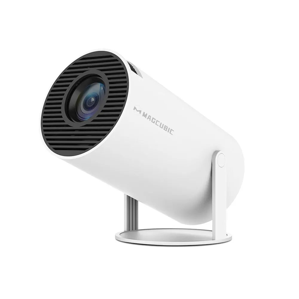 Magcubic HY300 Pro mini projector on a rotating stand