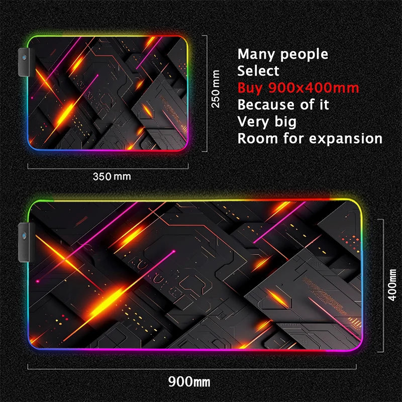 RGB desk mat, orange sparks design