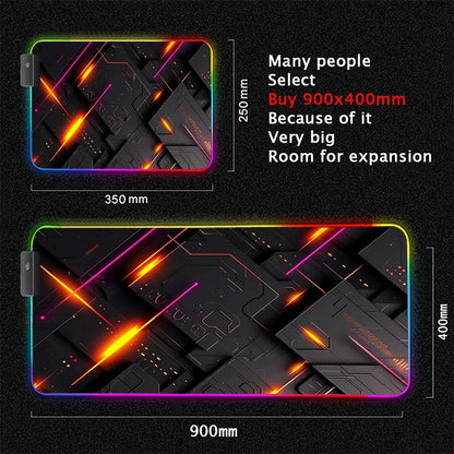 RGB desk mat, orange sparks design