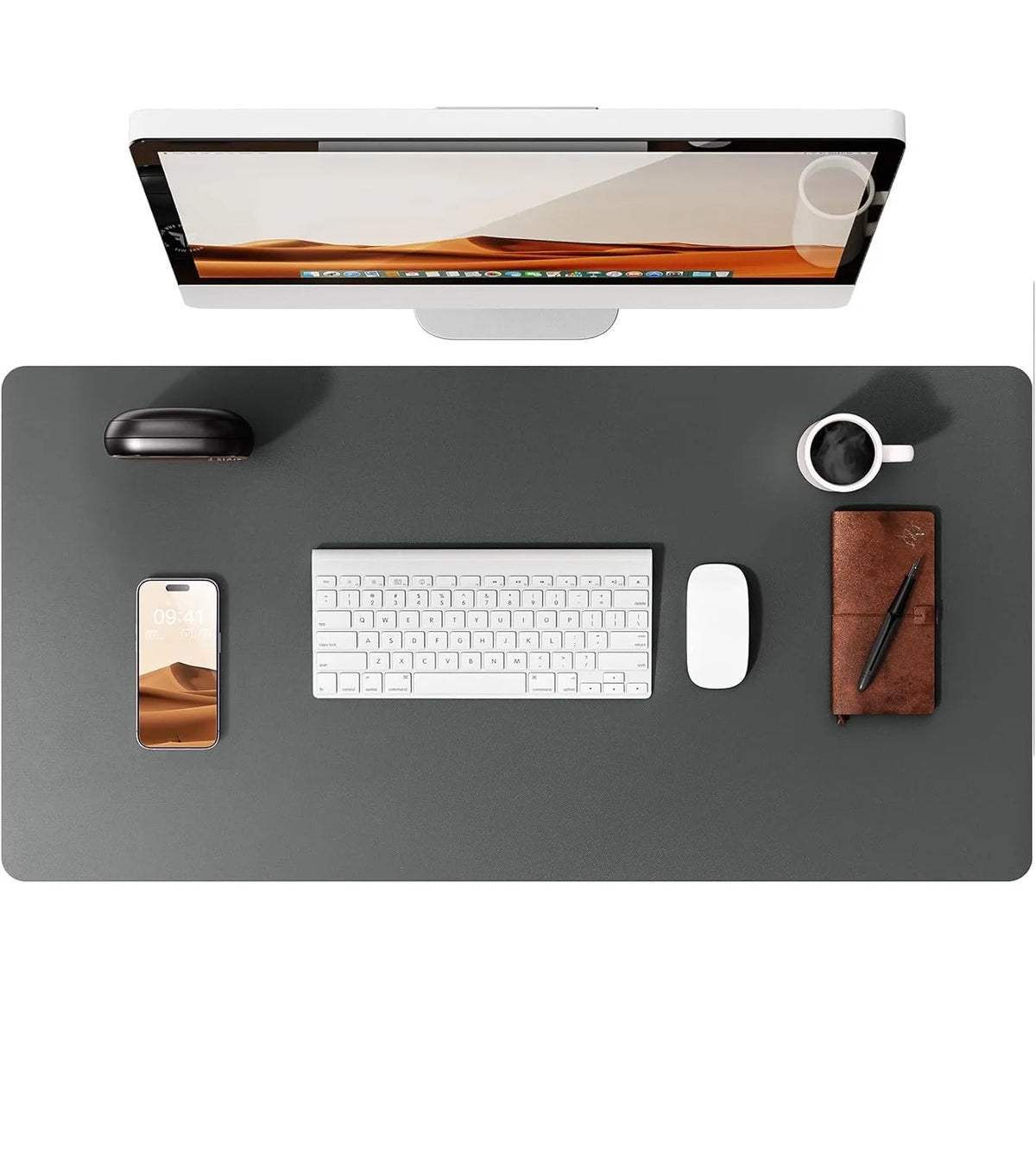 PU leather desk mat with non-slip back