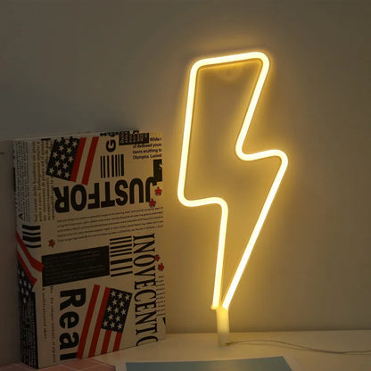 Lightning bolt neon light in yellow