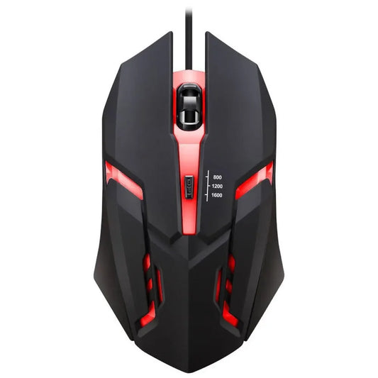 Black wired RGB gaming mouse with a braided USB cable