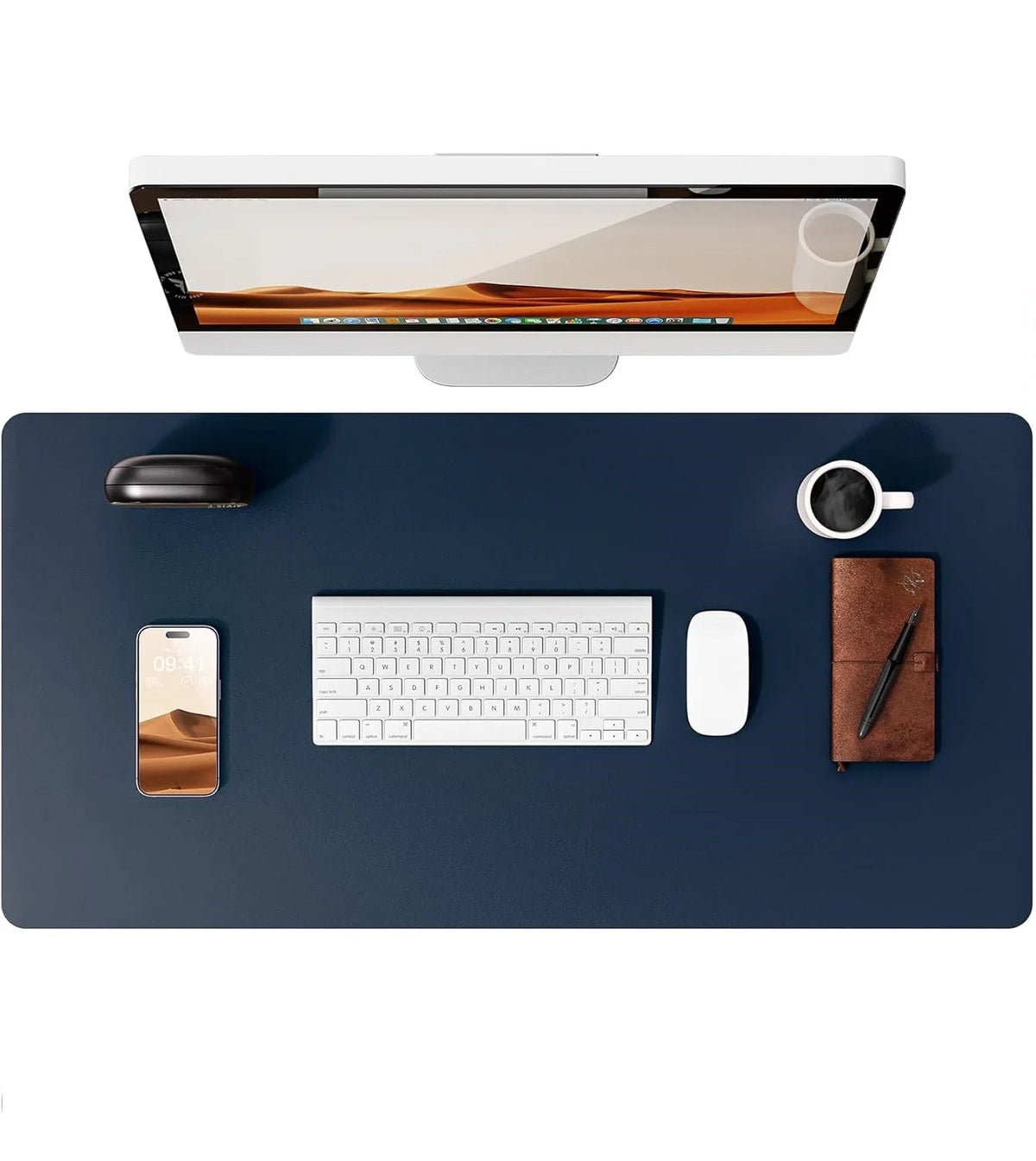 PU leather desk mat with non-slip back