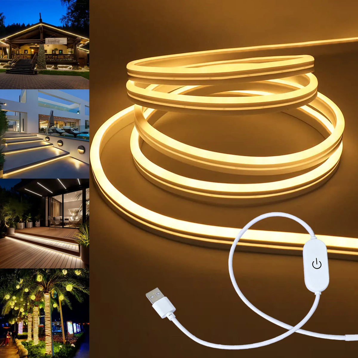 USB neon LED strip with dimmable touch switch