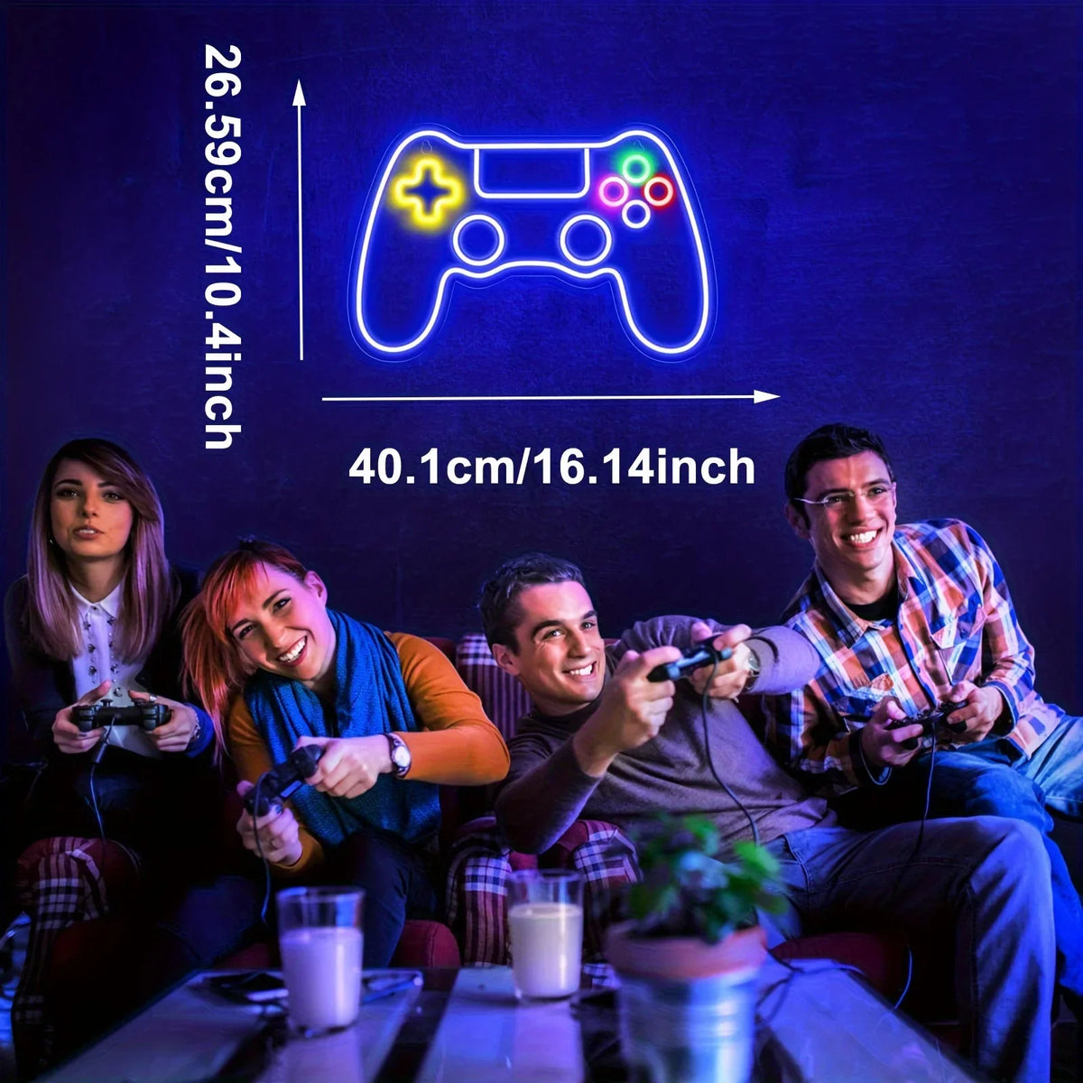 Size diagram of the controller neon sign, 40.1 x 26.5 cm